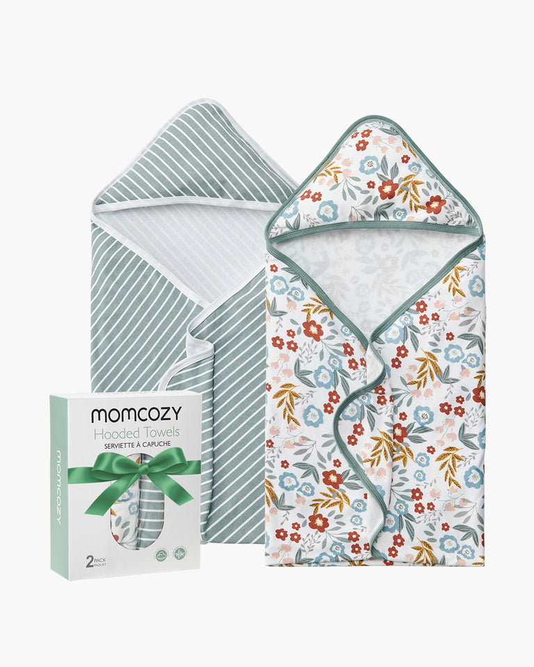 Translation missing: th.Momcozy Baby Hooded Towel - Petite Blossom, 2-Pack