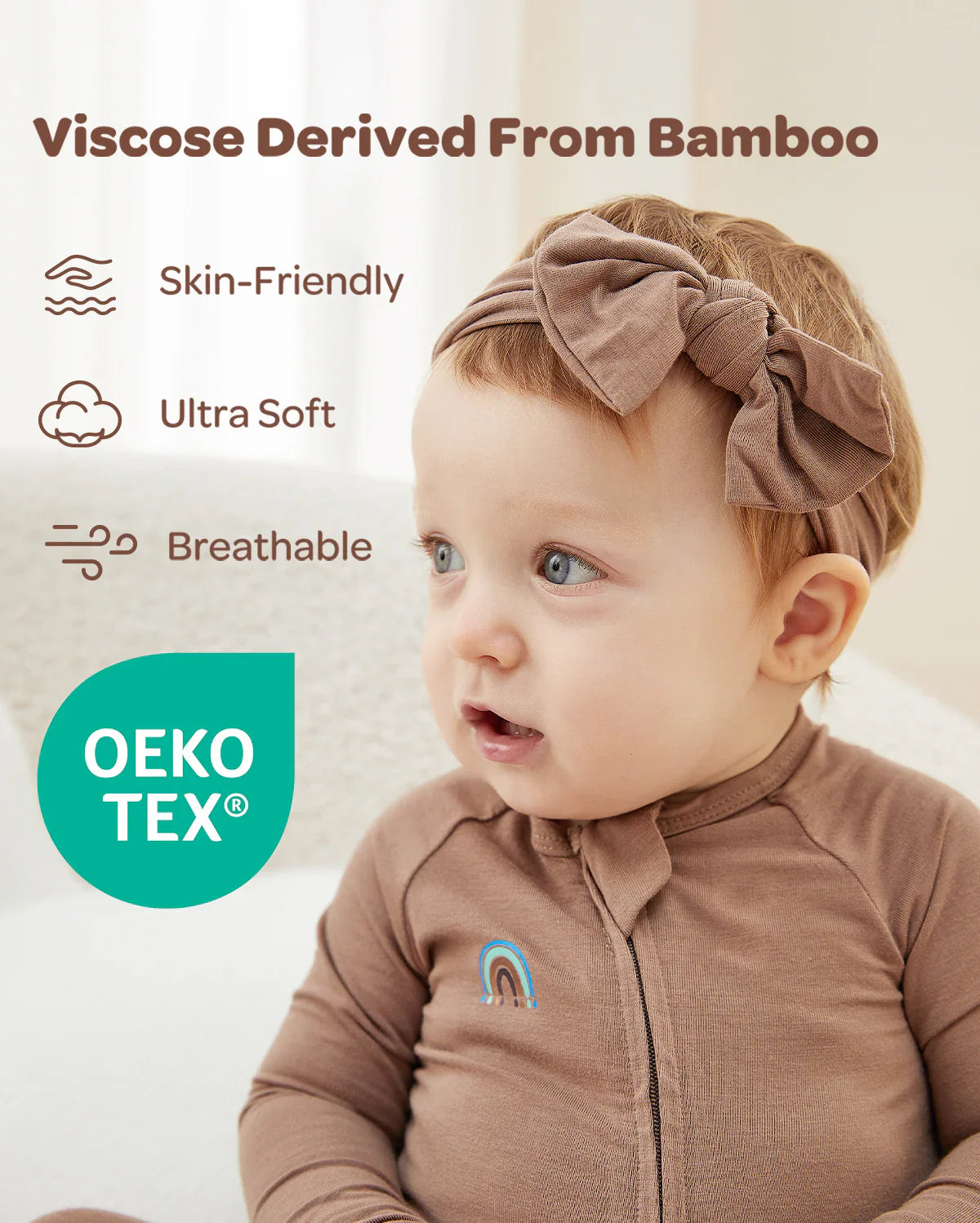 Momcozy Boy Girl Baby Pajamas - Newborn Sleepers - Dull Brown & Pinkish Grey