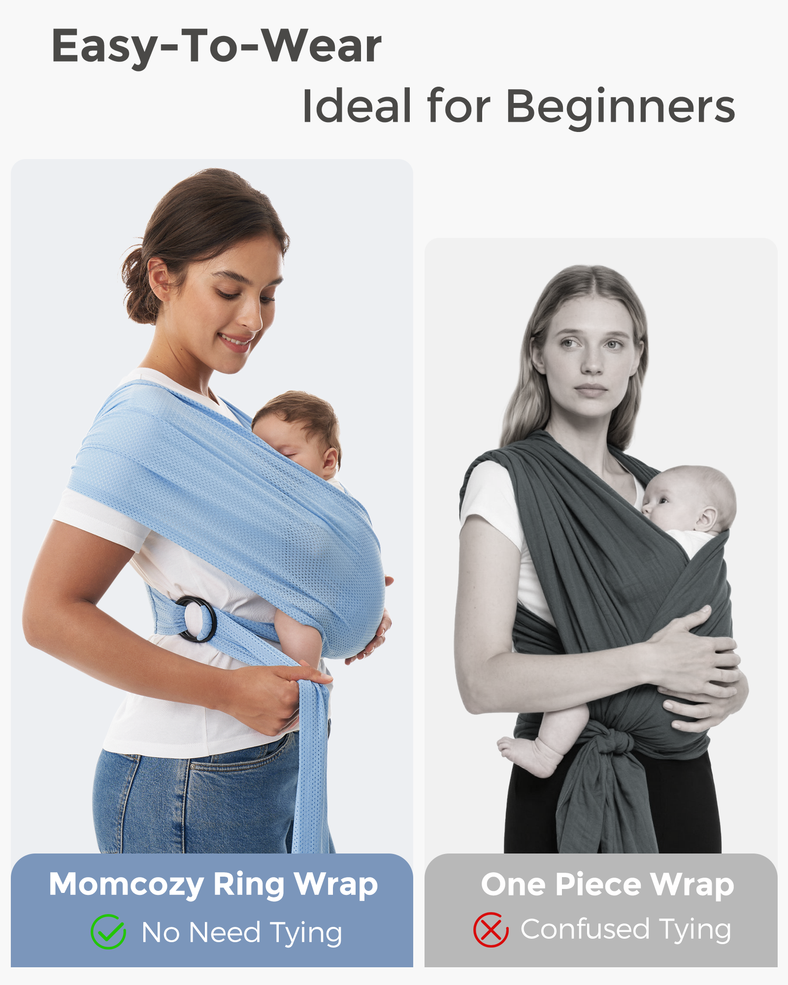 Fácil de llevar con las manos libres - Portabebés Wrap