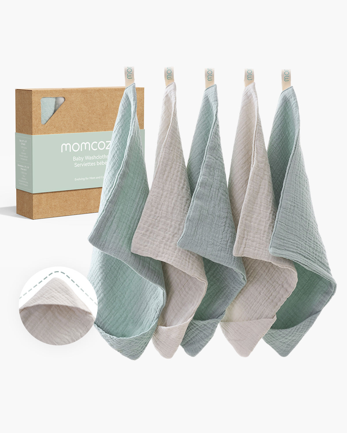 Momcozy Ściereczki do Mycia Dziecka – Miękka 4-Warstwowa Bawełna, Delikatna dla Noworodków