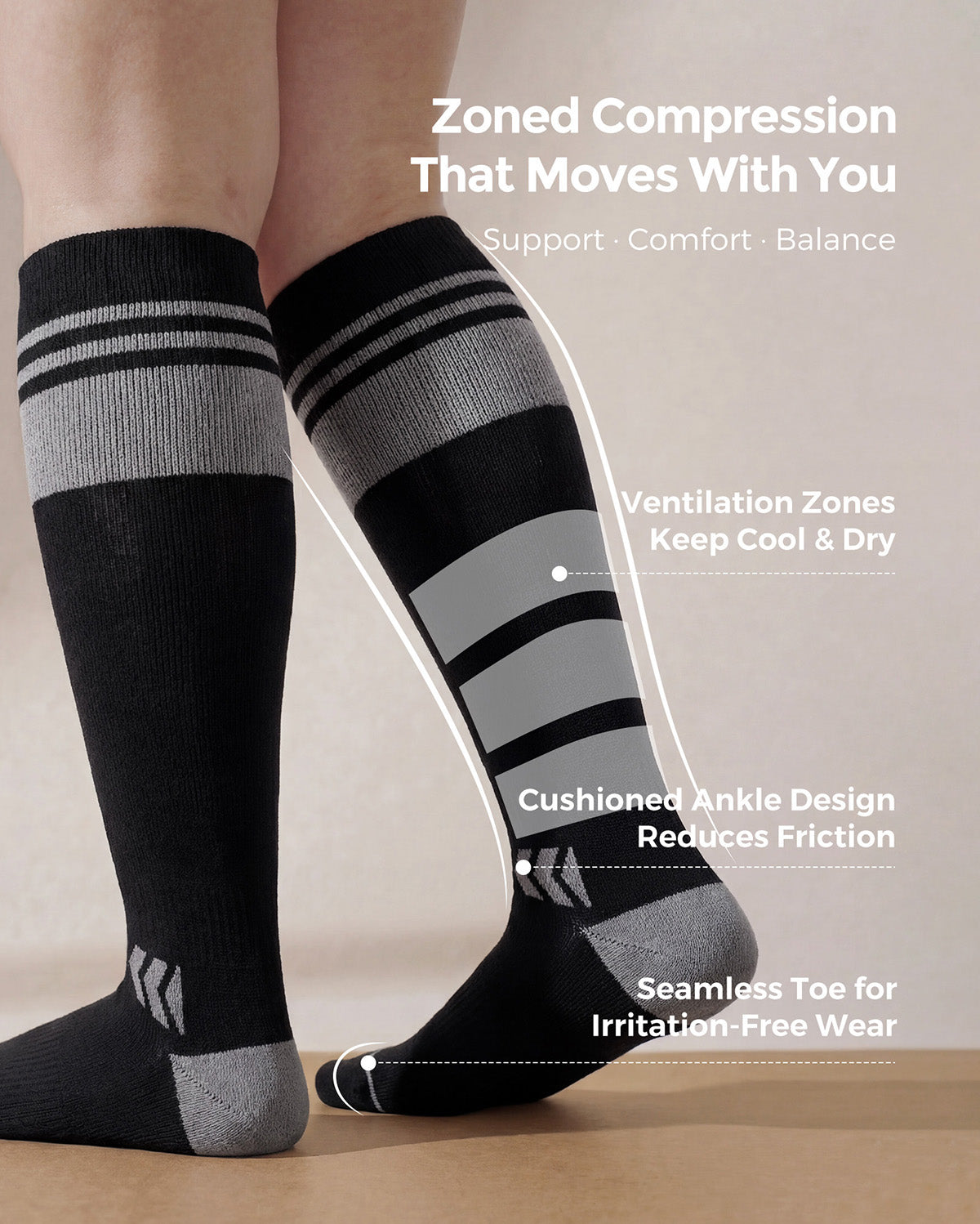 Momcozy Wide Calf Compression Socks 20-30mmHg for Sports 2 Pairs