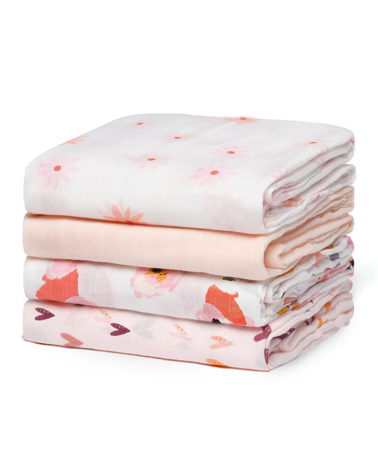 Translation missing: pl.Momcozy Softness Swaddle Kocets - Serce Flower (4 paczki)