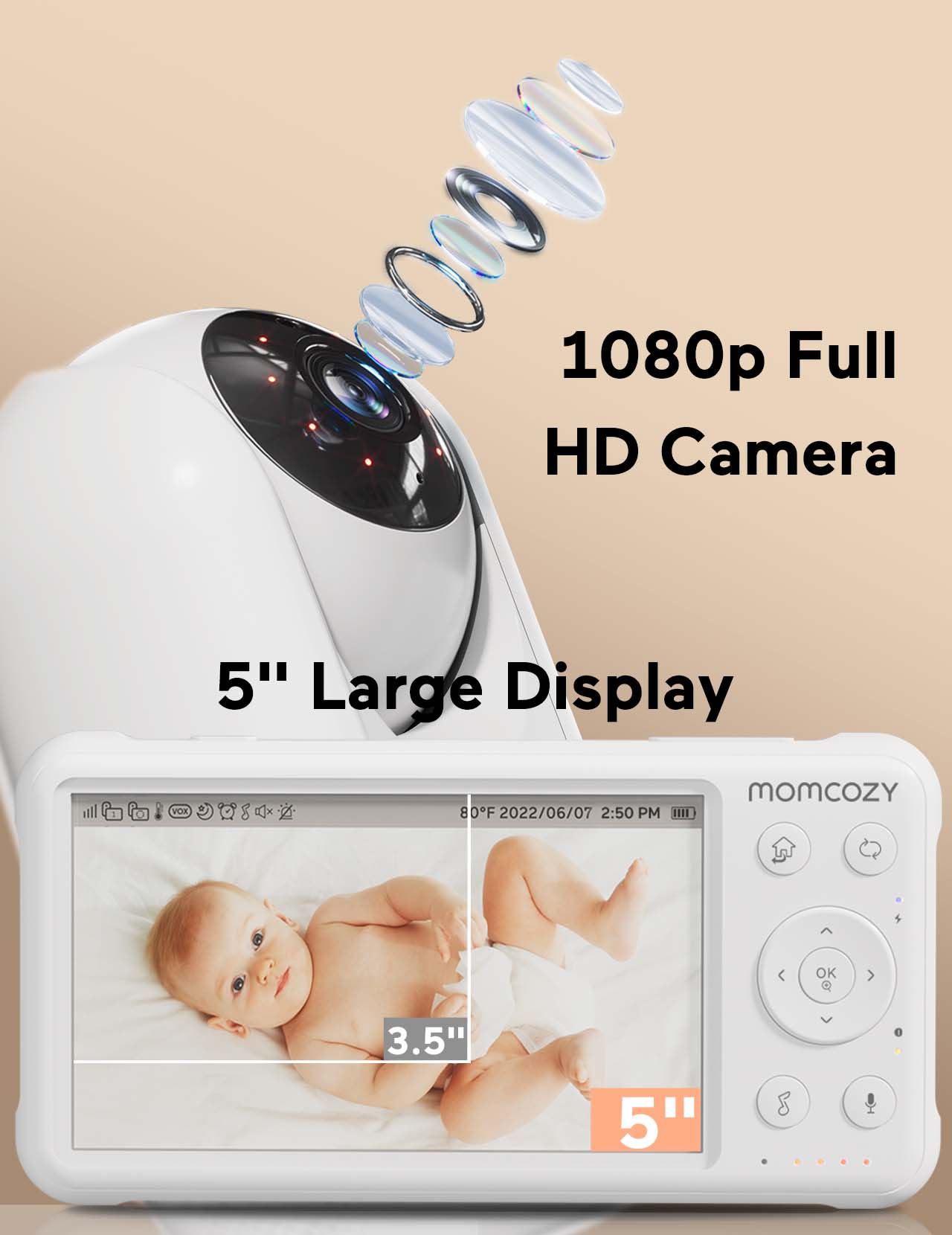 Caméra Full HD 1080p pour moniteur vidéo pour bébé BM01