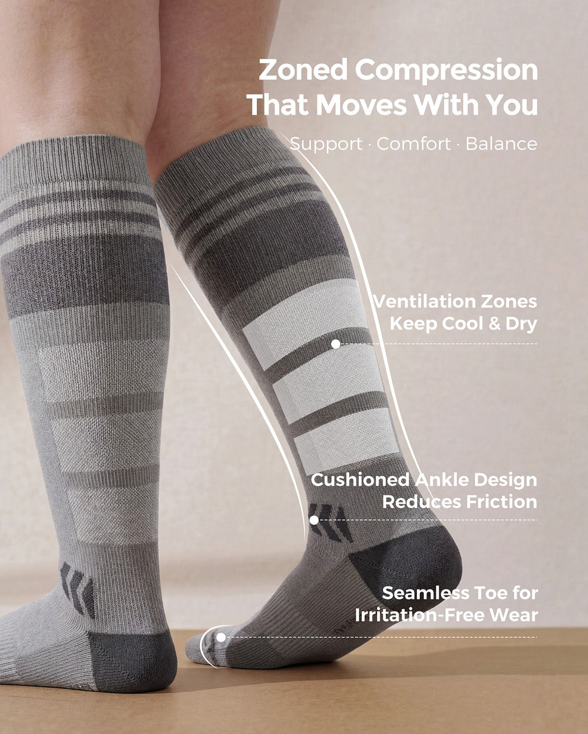 Momcozy Wide Calf Compression Socks 20-30mmHg for Sports 2 Pairs