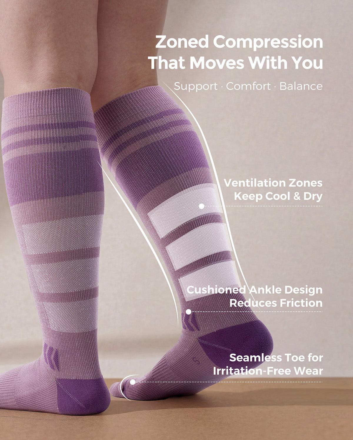 Momcozy Wide Calf Compression Socks 20-30mmHg for Sports 2 Pairs