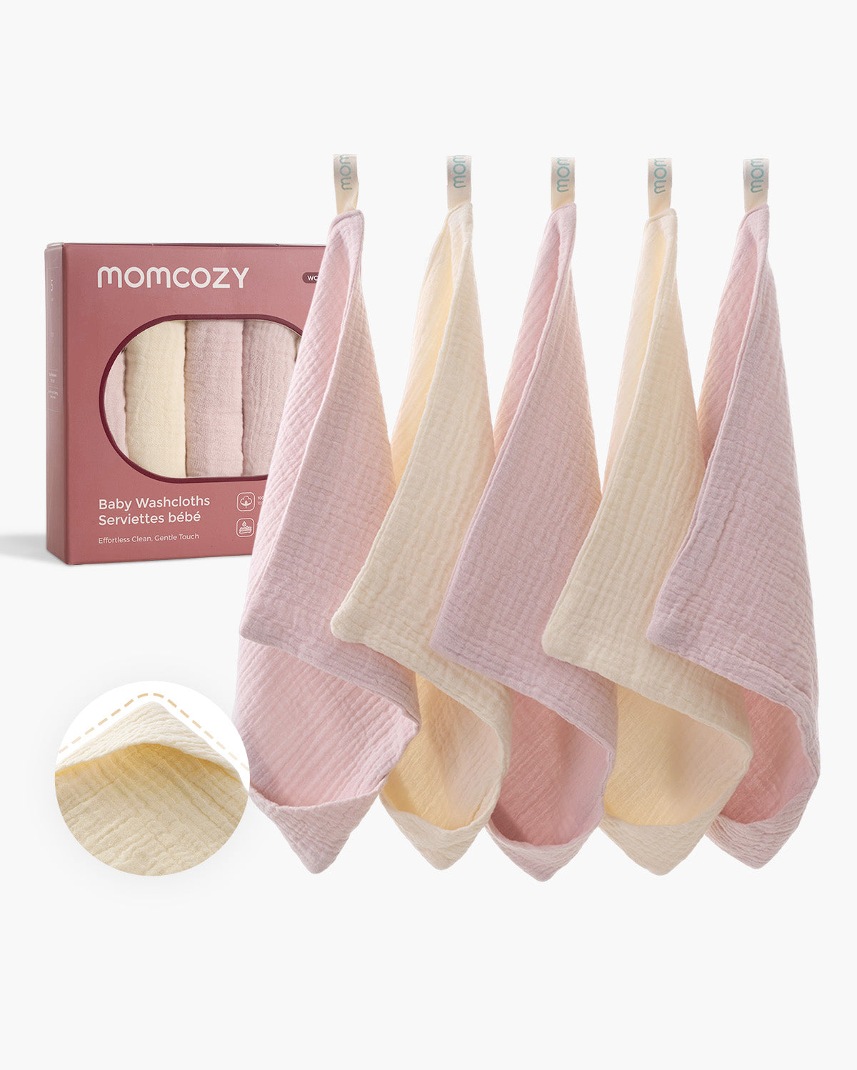 Momcozy Ściereczki do Mycia Dziecka – Miękka 4-Warstwowa Bawełna, Delikatna dla Noworodków