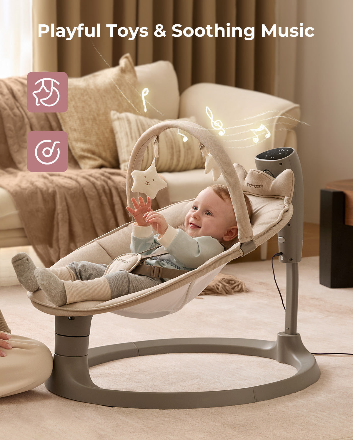 Columpio eléctrico para bebés 2 en 1 de Momcozy