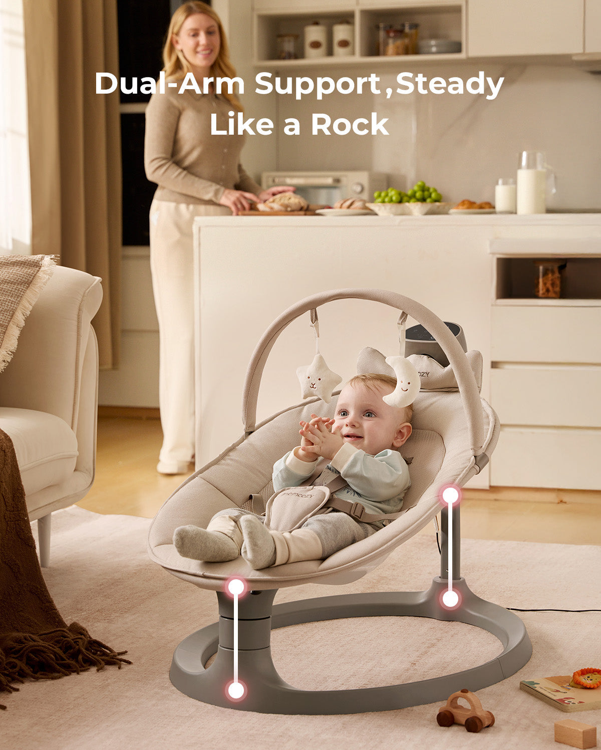 Columpio eléctrico para bebés 2 en 1 de Momcozy