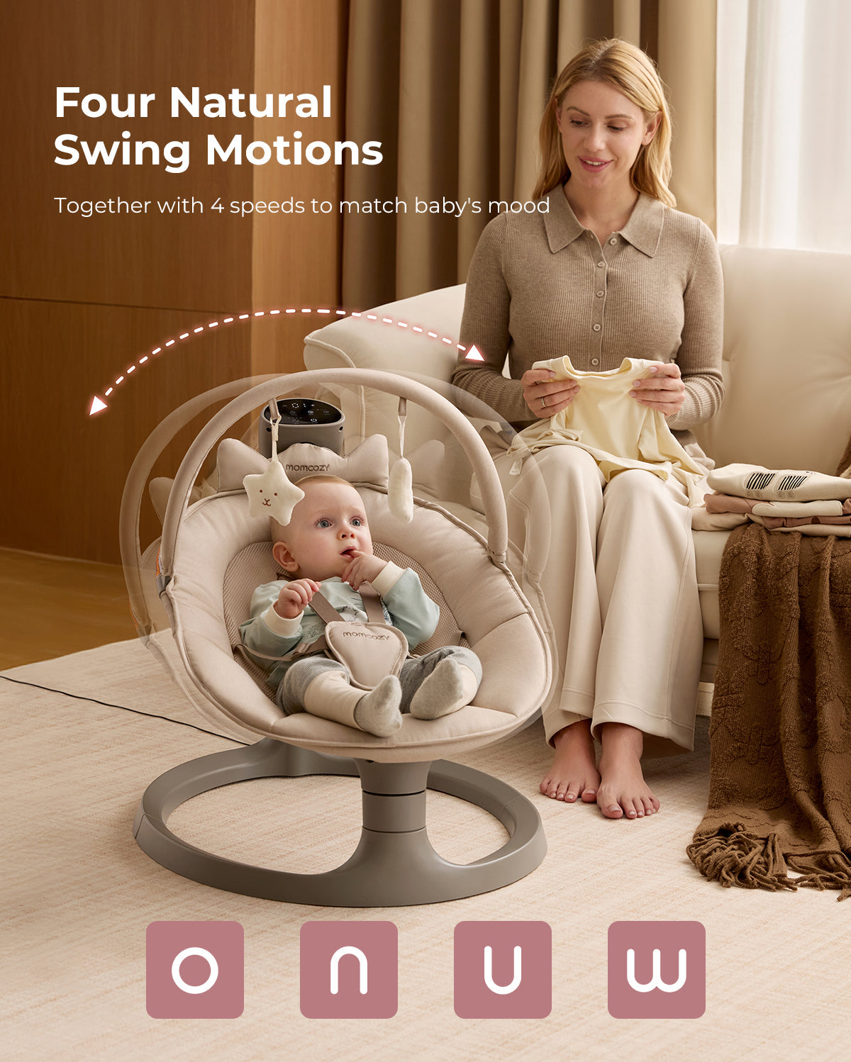 Columpio eléctrico para bebés 2 en 1 de Momcozy