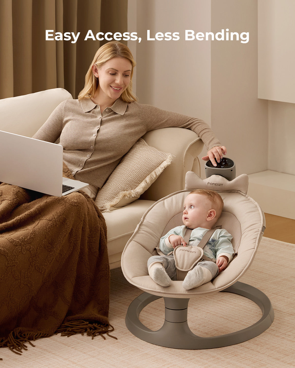 Columpio eléctrico para bebés 2 en 1 de Momcozy