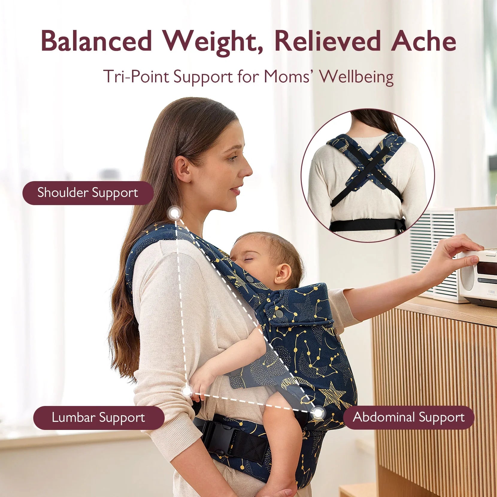 Momcozy PureHug Babytrage – Farbe Sternennacht 