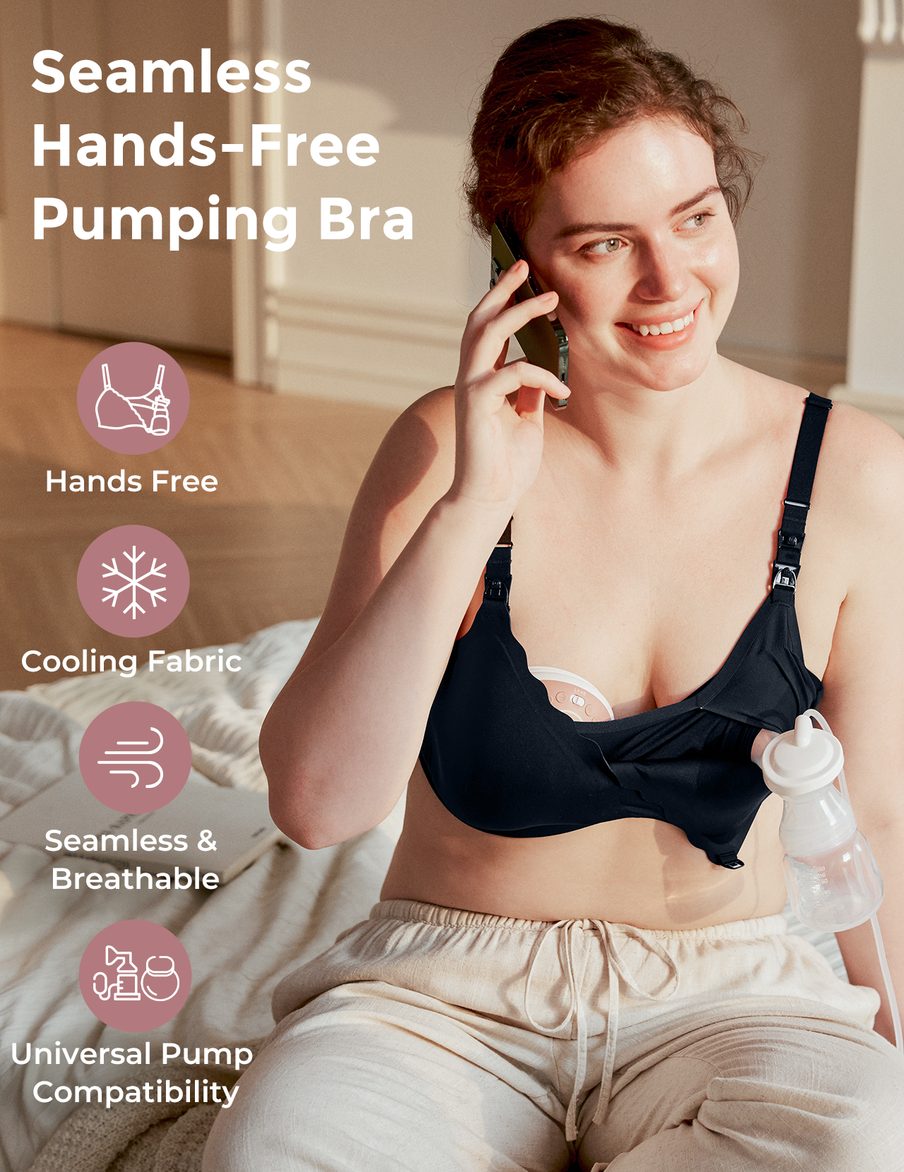 Momcozy Hands-Free Chłodzący Biustonosz do Karmienia i Odciągania Pokarmu