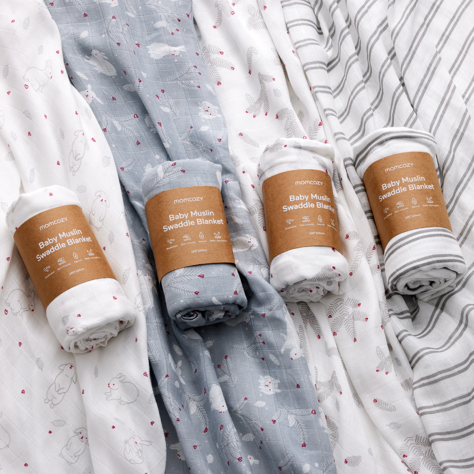 Momcozy Muslin Smouddle Baby Couvertures, 4 pack