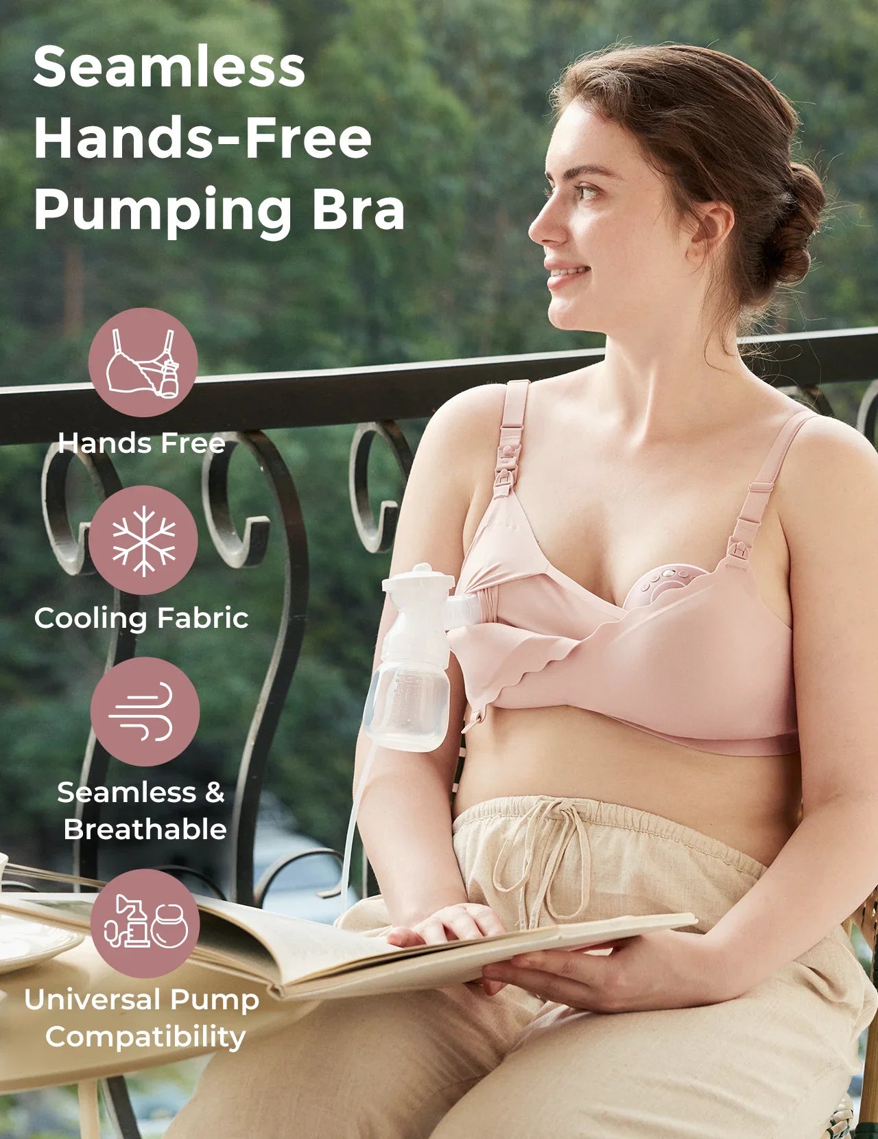 Momcozy Hands-Free Chłodzący Biustonosz do Karmienia i Odciągania Pokarmu