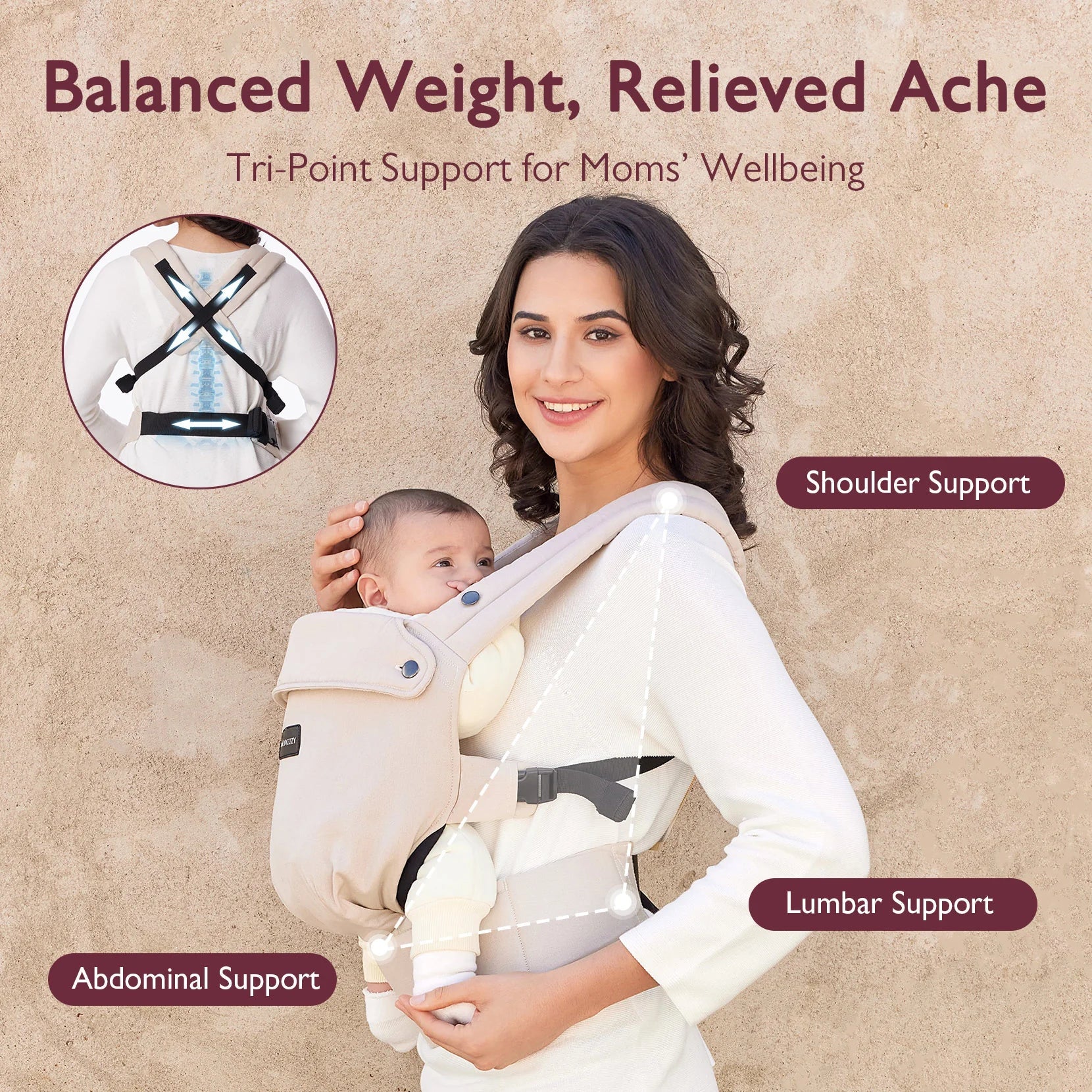 Momcozy PureHug Babytrage – Farbe Khaki