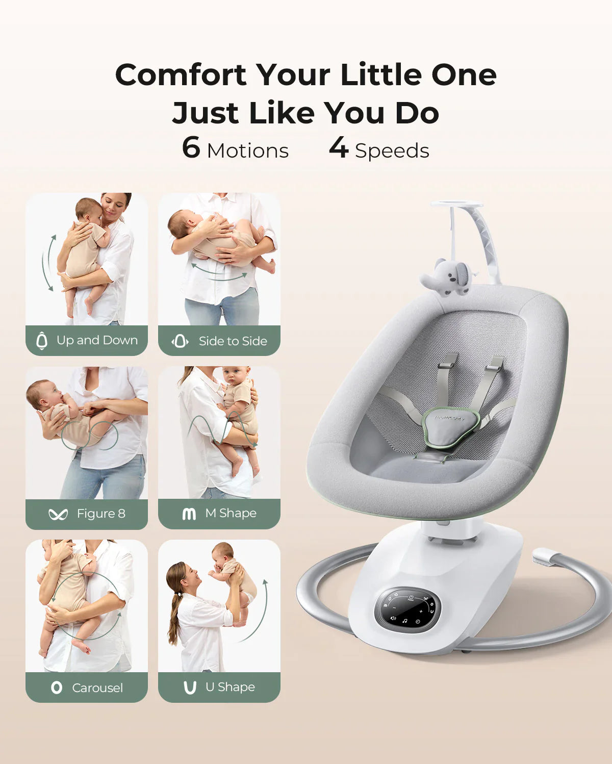 Momcozy CocoSway 3D-Motion Elektrische Babyschaukel