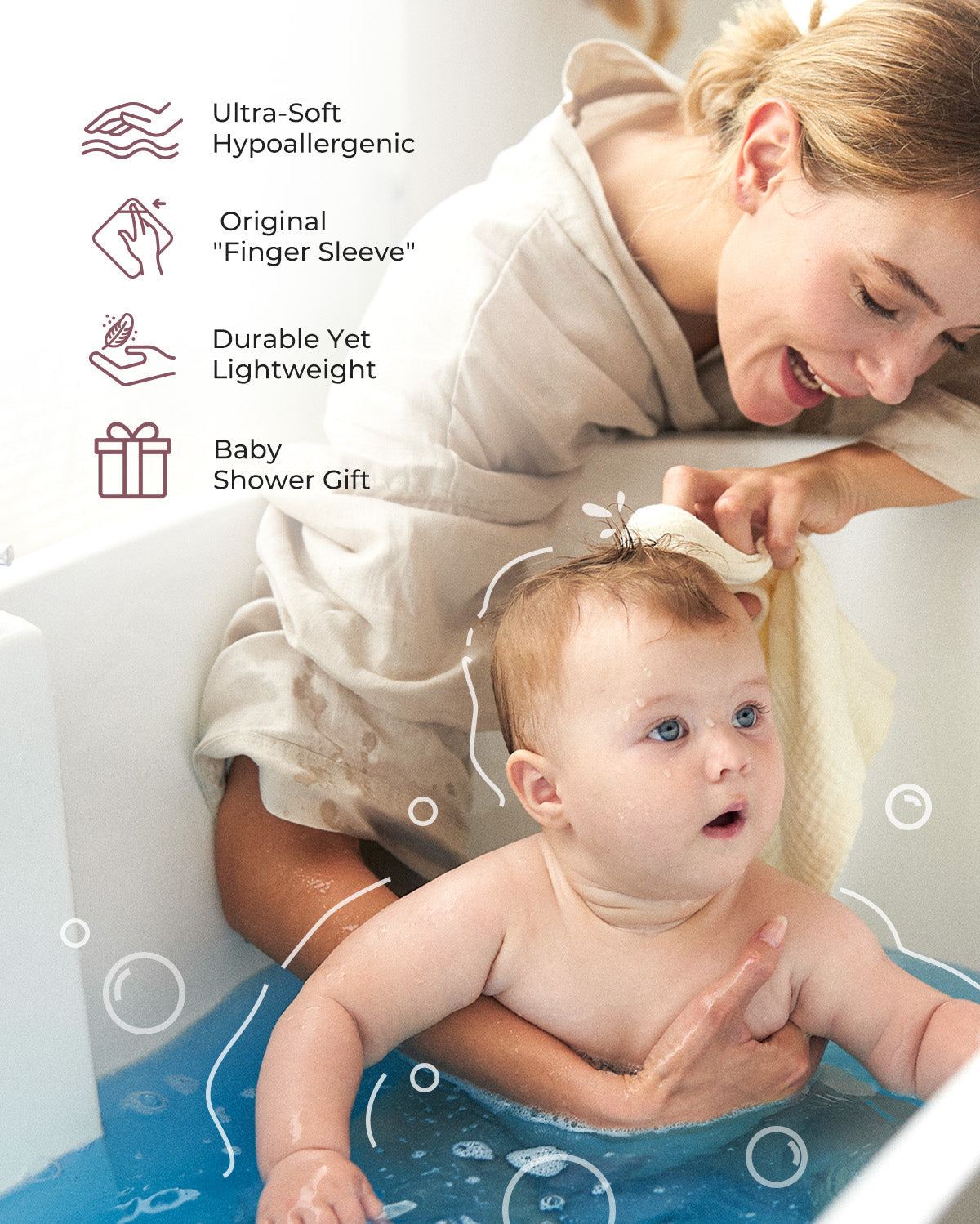 Momcozy Ściereczki do Mycia Dziecka – Miękka 4-Warstwowa Bawełna, Delikatna dla Noworodków