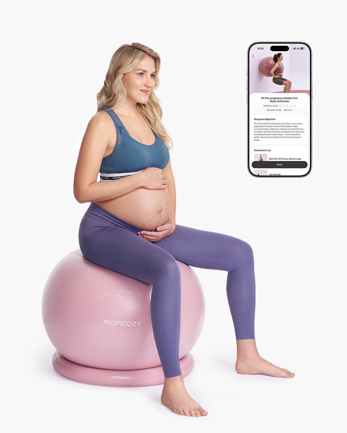 Momcozy BirthEase Pregnancy Ball Set—Maternity Exercise Ball