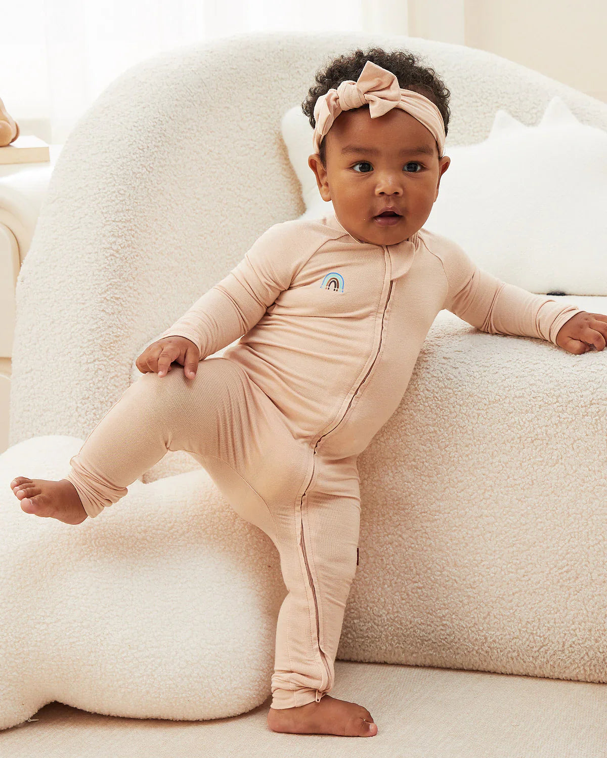 Momcozy Boy Girl Baby Pajamas - Newborn Sleepers - Dull Brown & Pinkish Grey