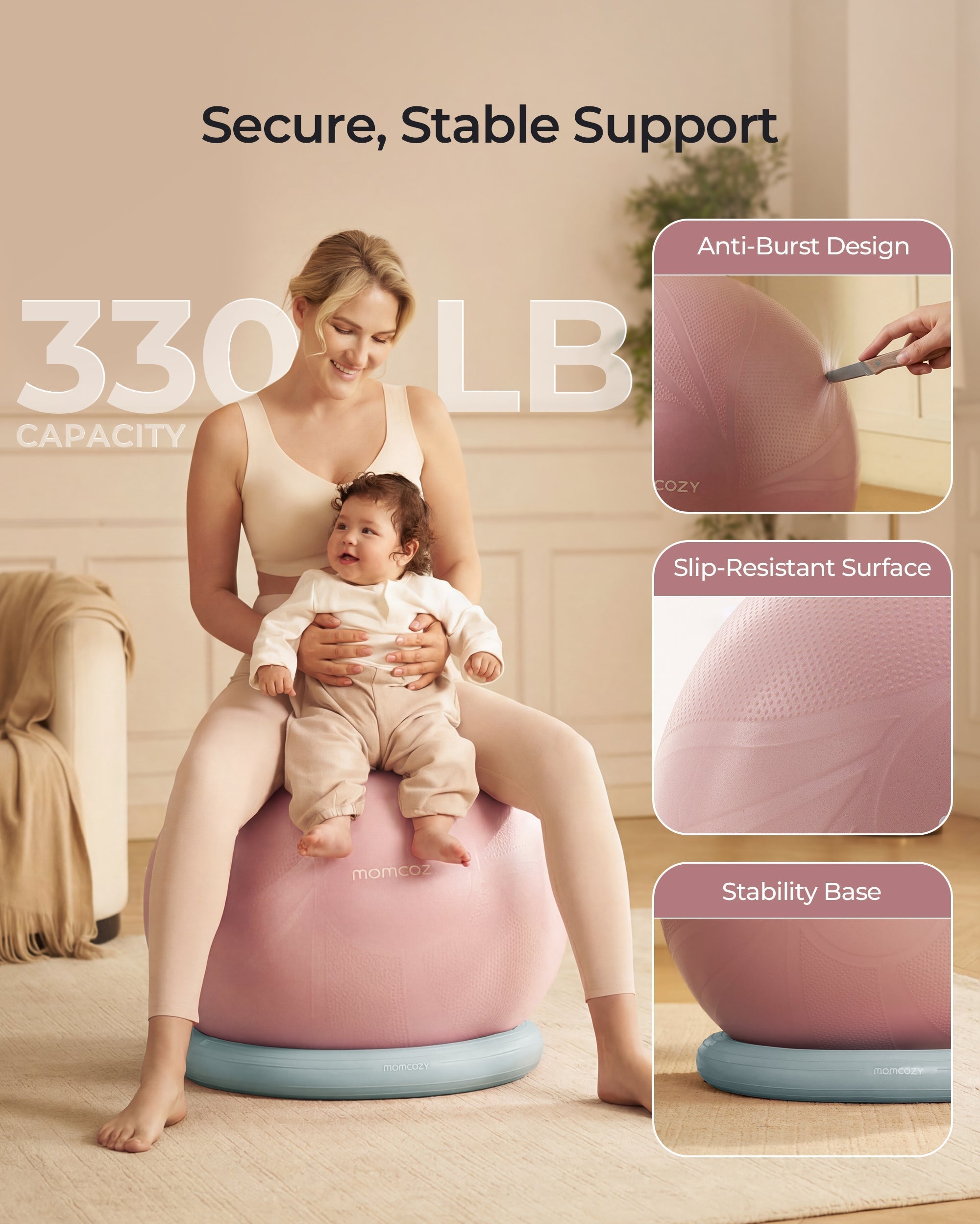 Momcozy BirthEase Maternity Exercise Ball-Petal Sky