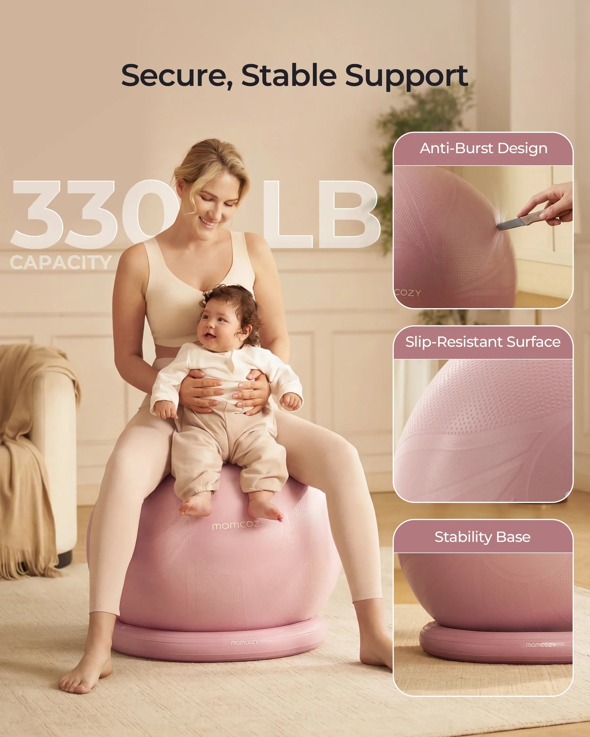 Momcozy BirthEase Pregnancy Ball Set—Maternity Exercise Ball