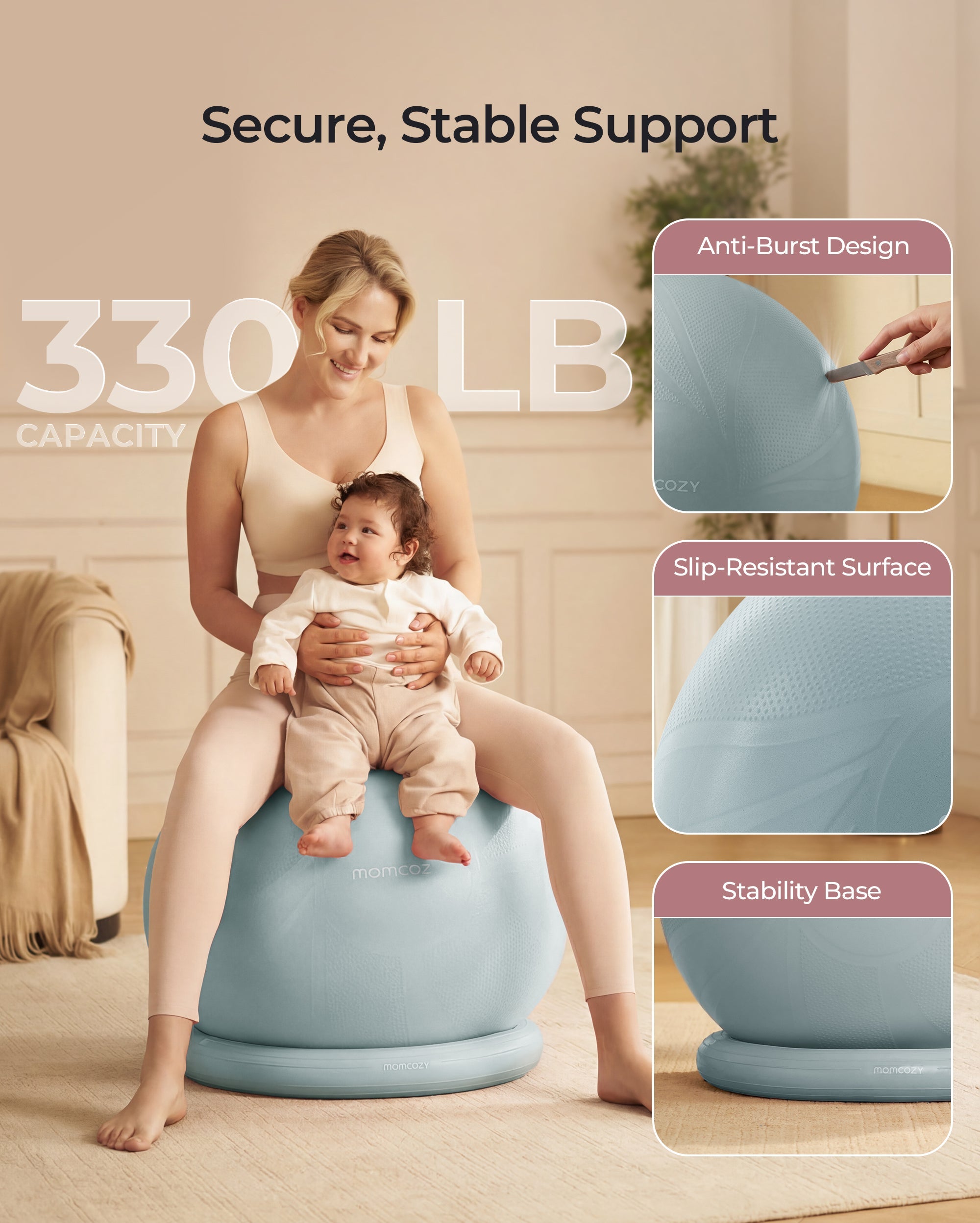 Momcozy BirthEase Pregnancy Ball Set—Maternity Exercise Ball