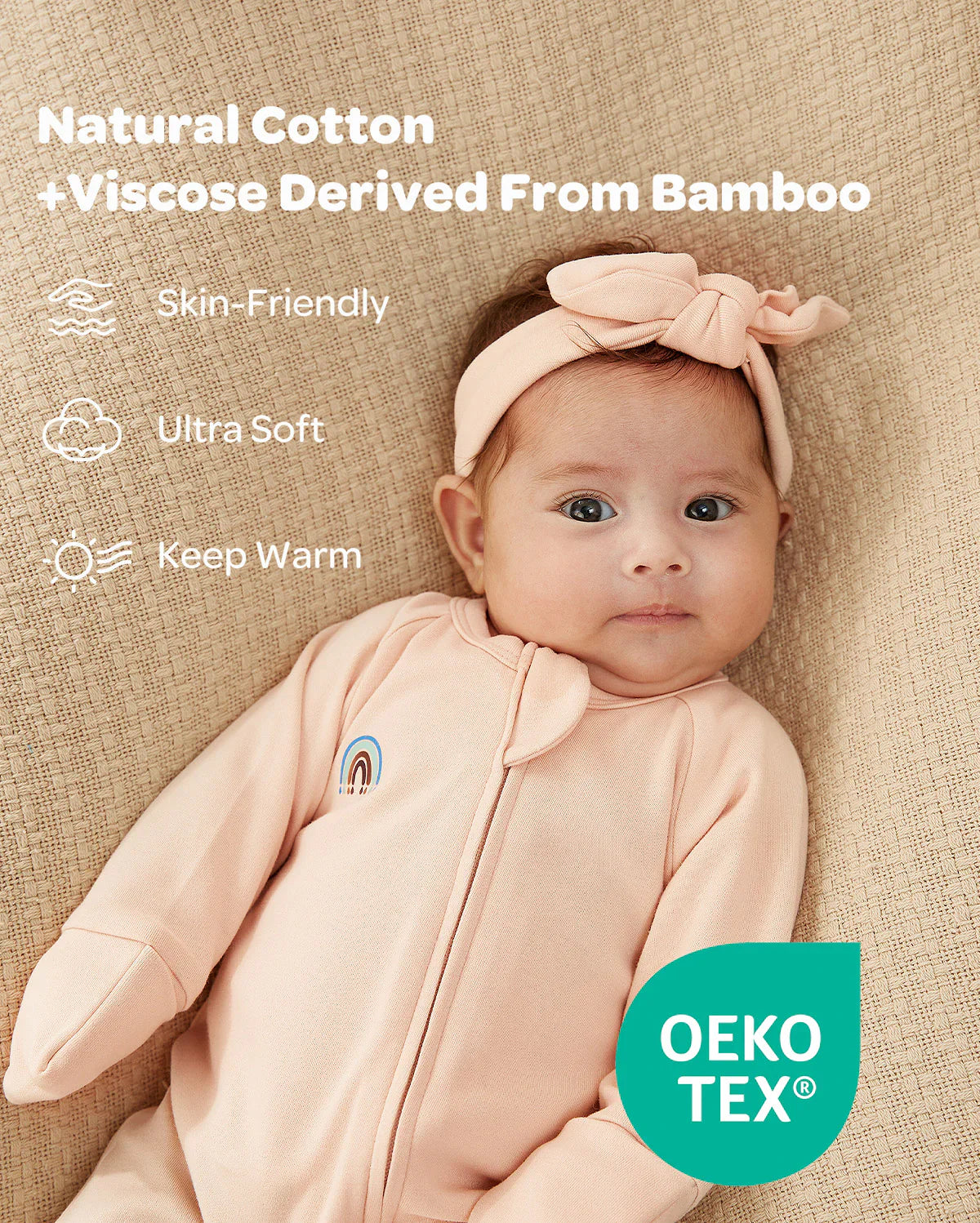 Momcozy Boy Girl Baby Pajamas - Newborn Sleepers - Dull Brown & Pinkish Grey