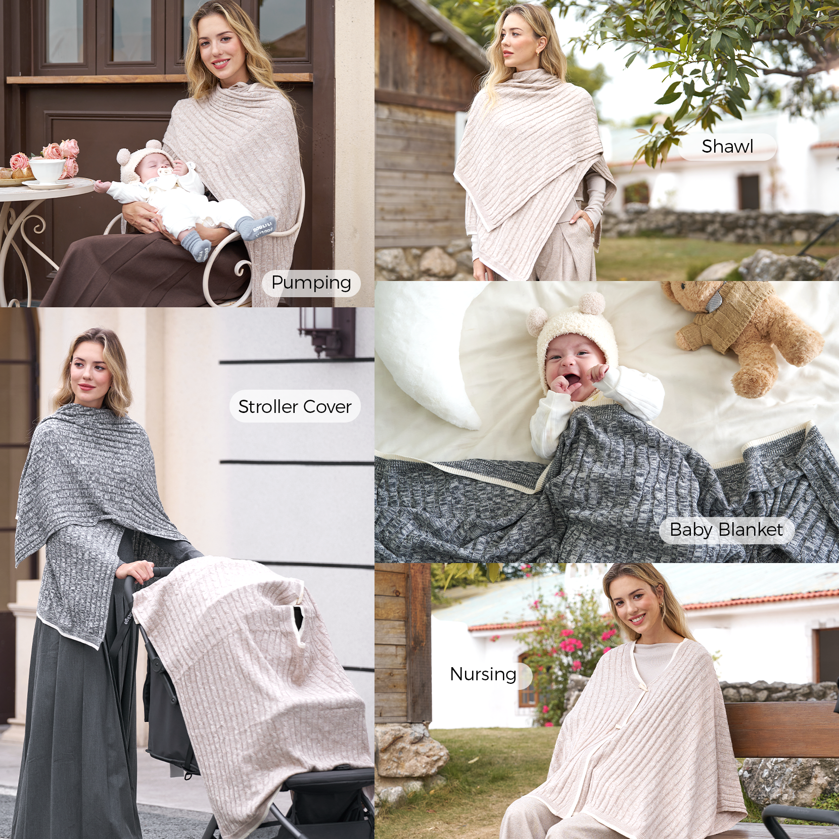 Momcozy Chusta do Karmienia - Miękkie, Oddychające, Wielofunkcyjne Ponczo Zapewniające Prywatność