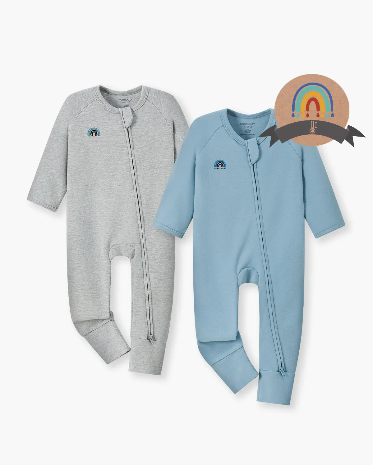 Momcozy Boy Girl Baby Pajamas - Newborn Sleepers - Blue & Grey