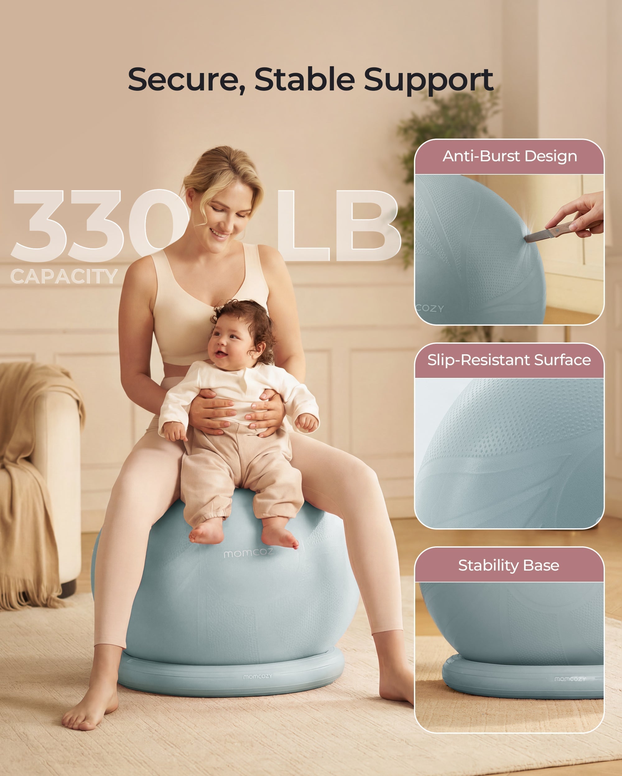 Momcozy BirthEase Maternity Exercise Ball-Glacier Blue