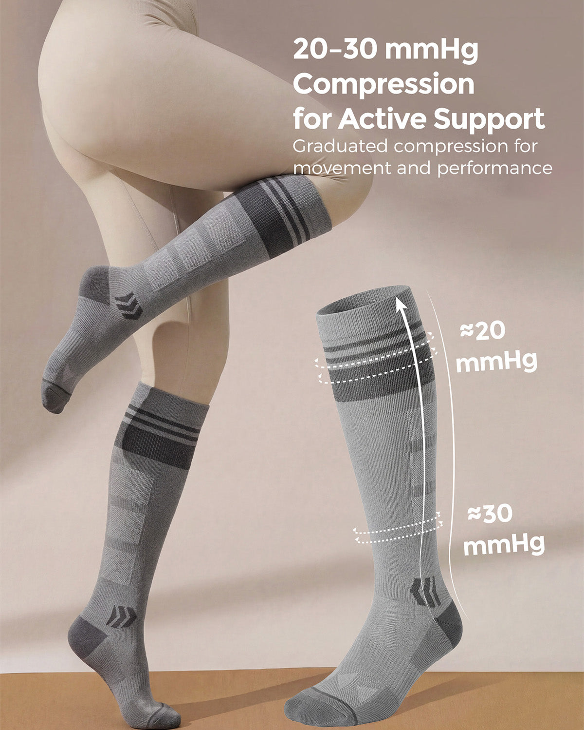 Momcozy Wide Calf Compression Socks 20-30mmHg for Sports 2 Pairs