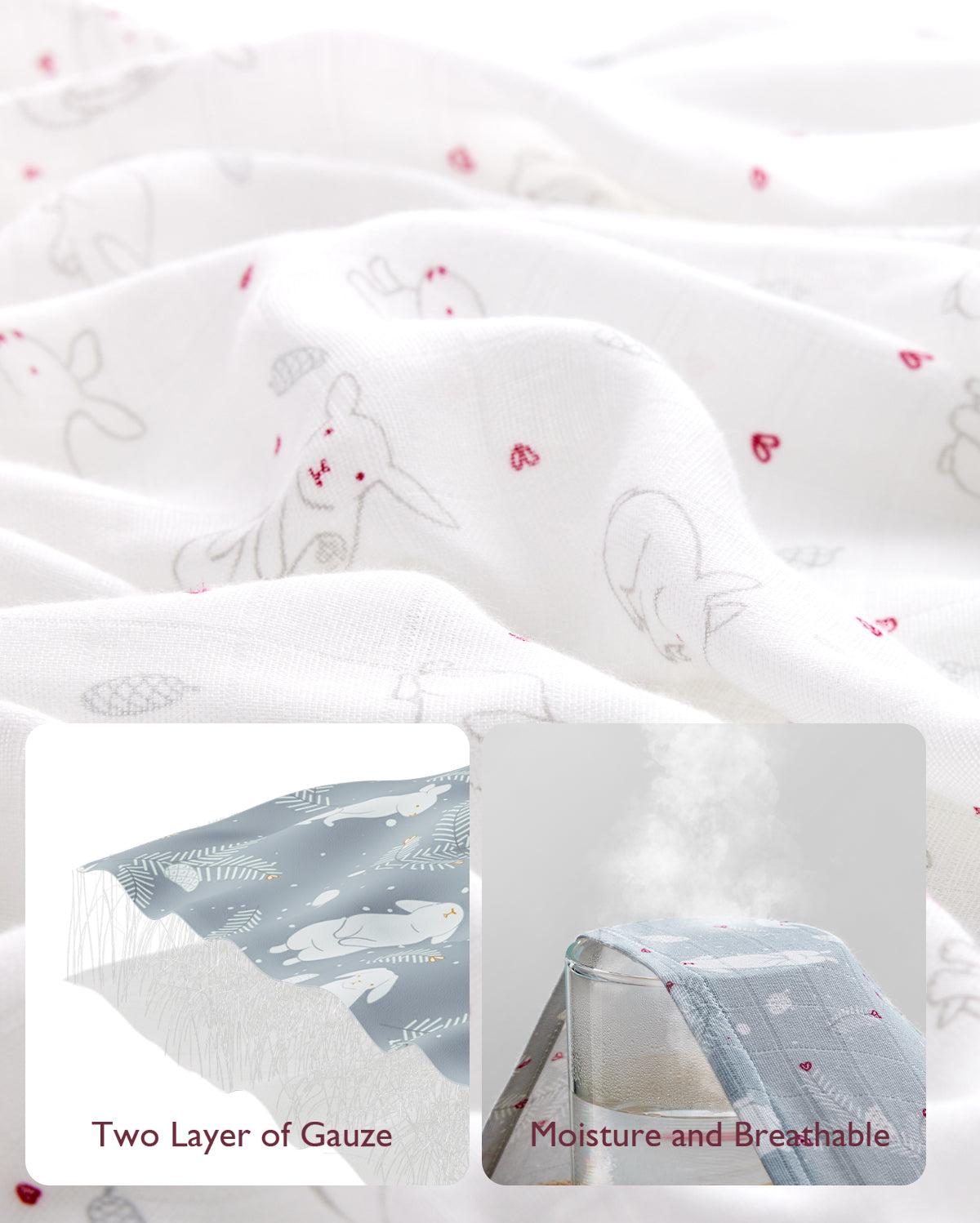 Momcozy Soiltness Smouddle Couvertures - Belle lapin (4 pack)