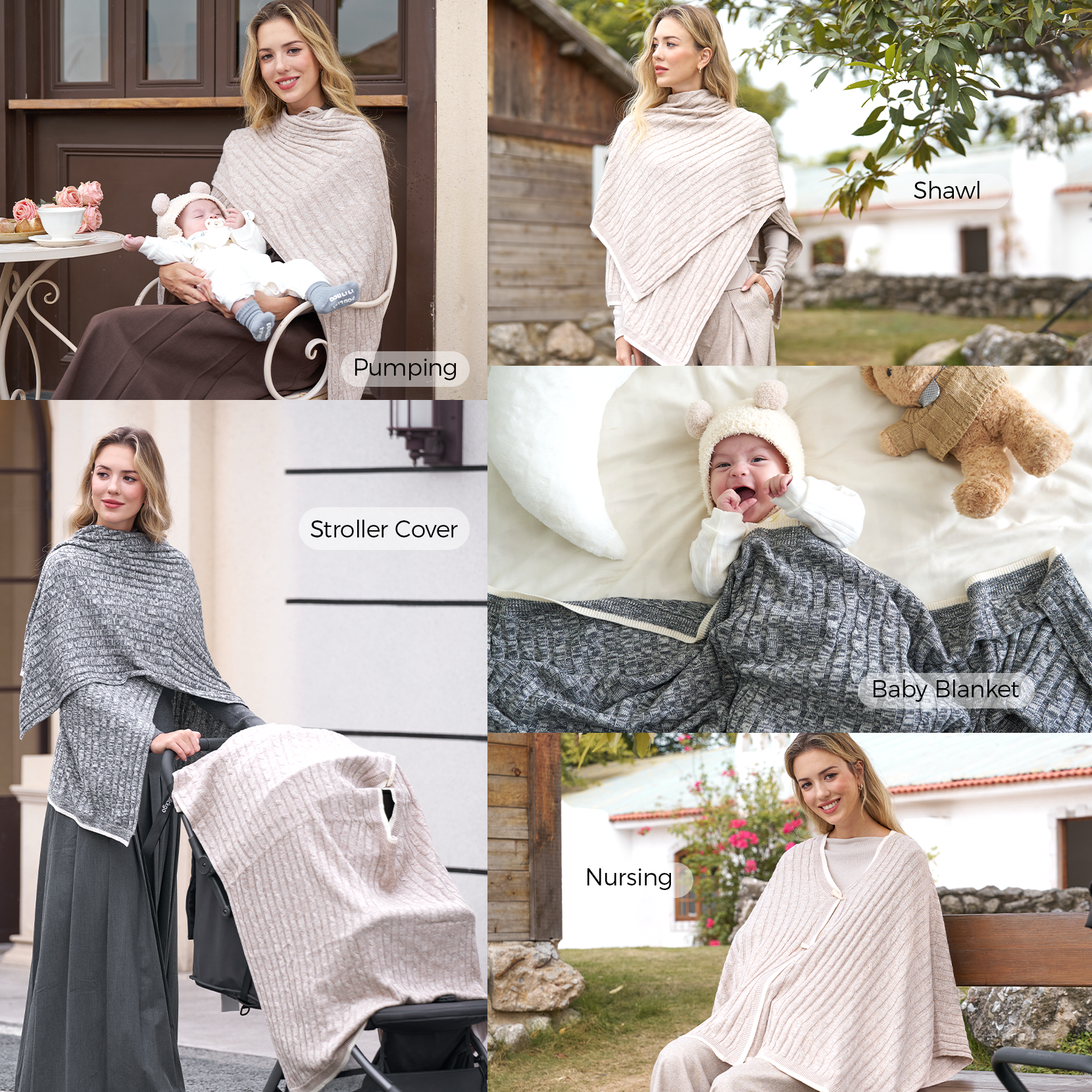 Momcozy Chusta do Karmienia - Miękkie, Oddychające, Wielofunkcyjne Ponczo Zapewniające Prywatność