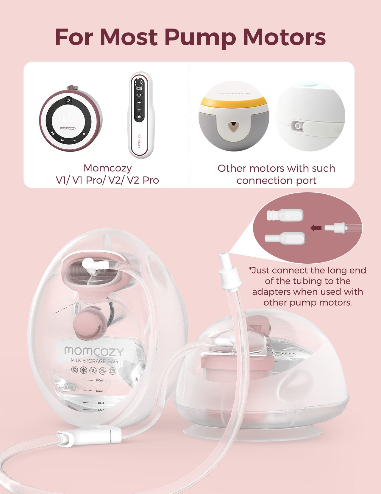 Momcozy Wearable Milk Collection Cups - for Momcozy V Series & Most Traditional Tube-Connected Electric Breast Pumps