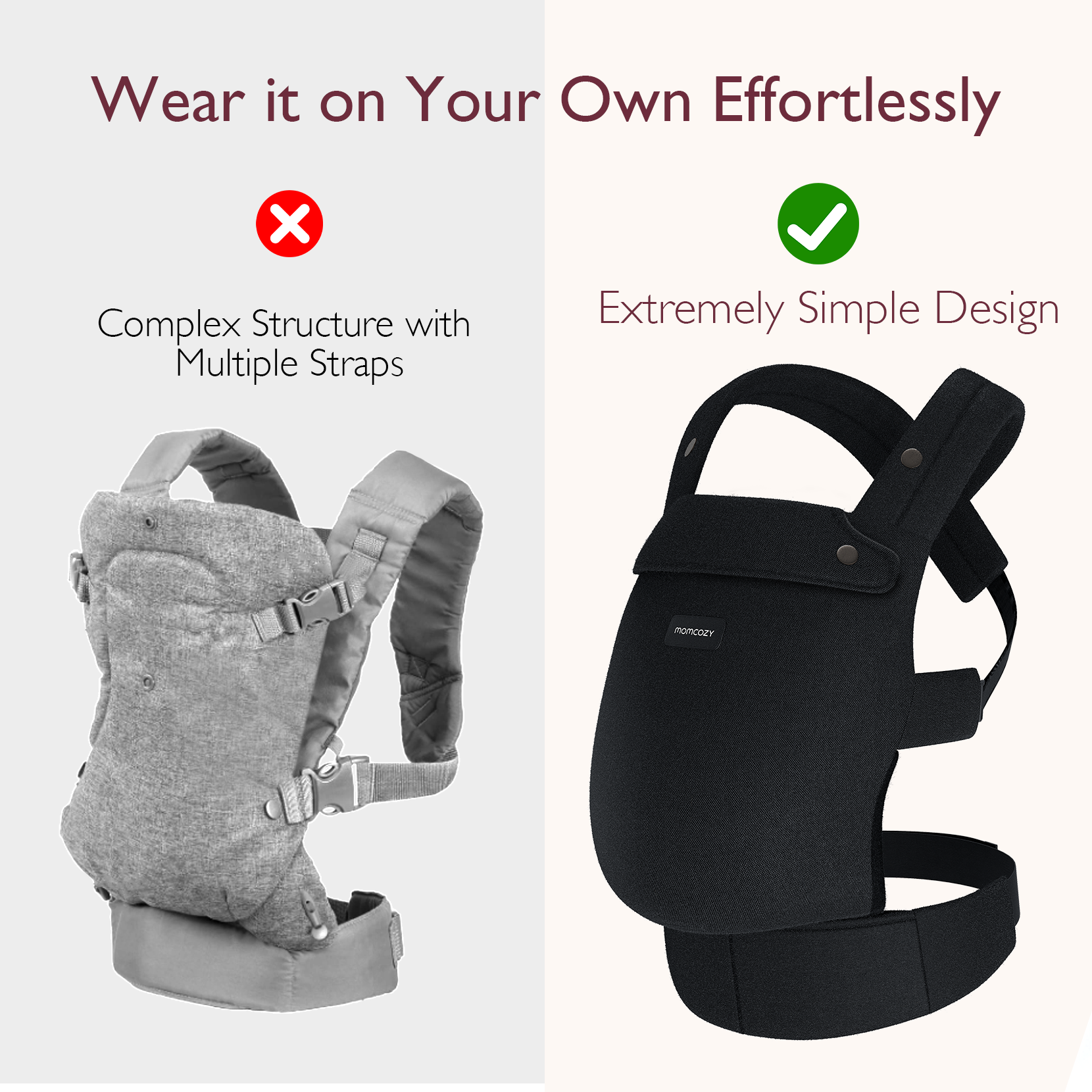 Porte-bébé Momcozy PureHug - Ergonomique, confortable & léger