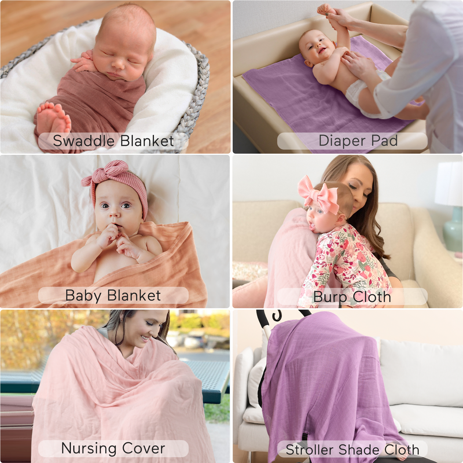 Momcozy Soiltness Smouddle Couvertures - Fleur violette (2 pack)