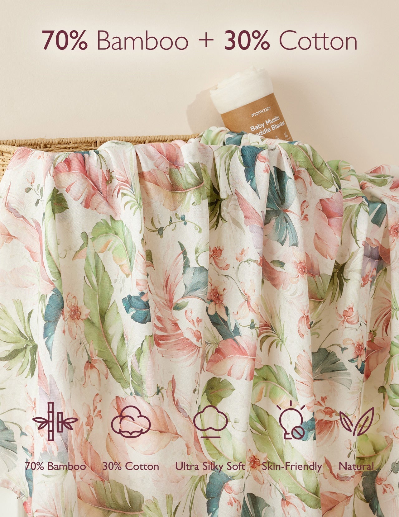 Momcozy Softness Swaddle Decken - Schöner Kaninchen (2 Pack)