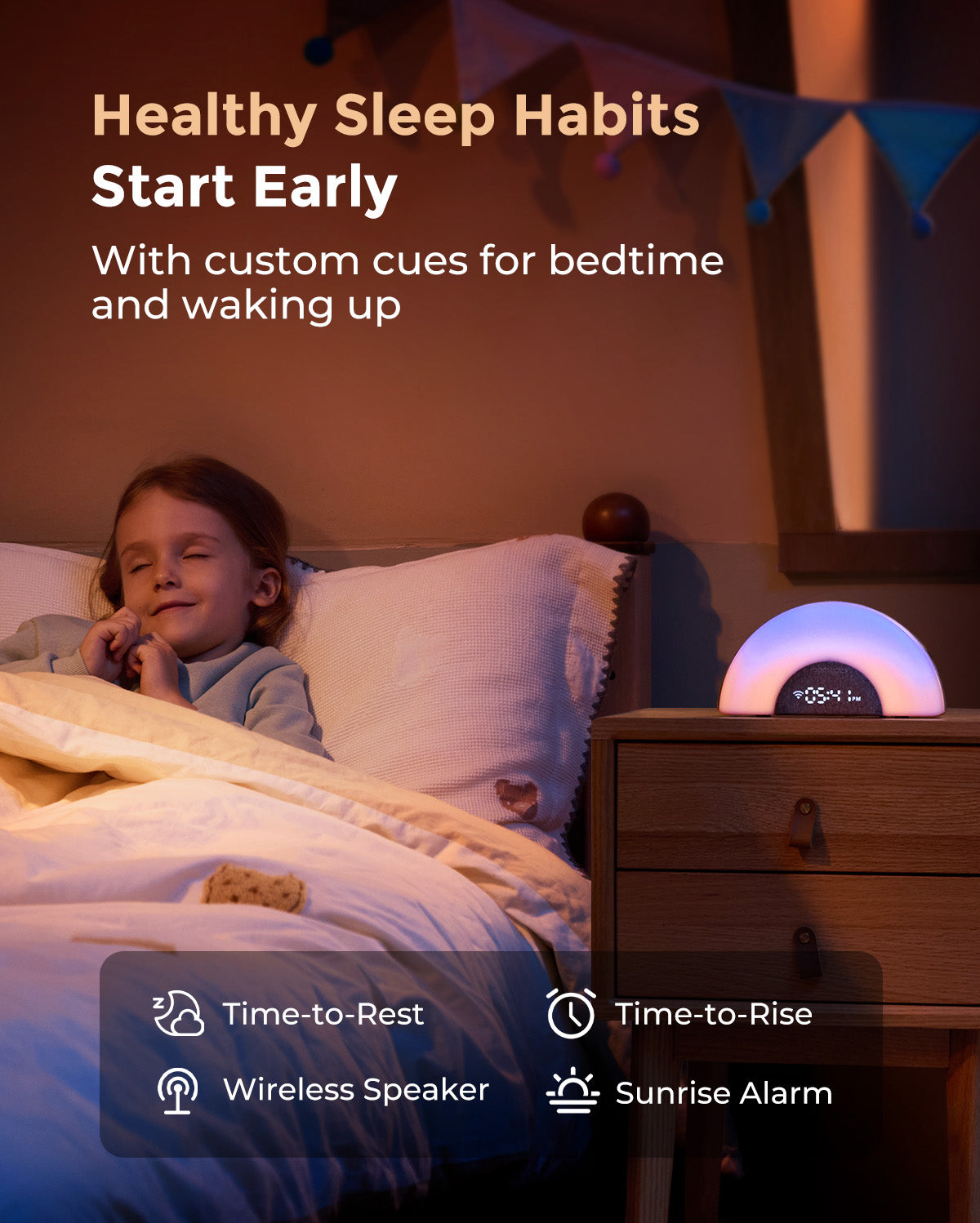 DreamSync™ Máquina de sonido inteligente para bebés - Luz arcoíris y control por app