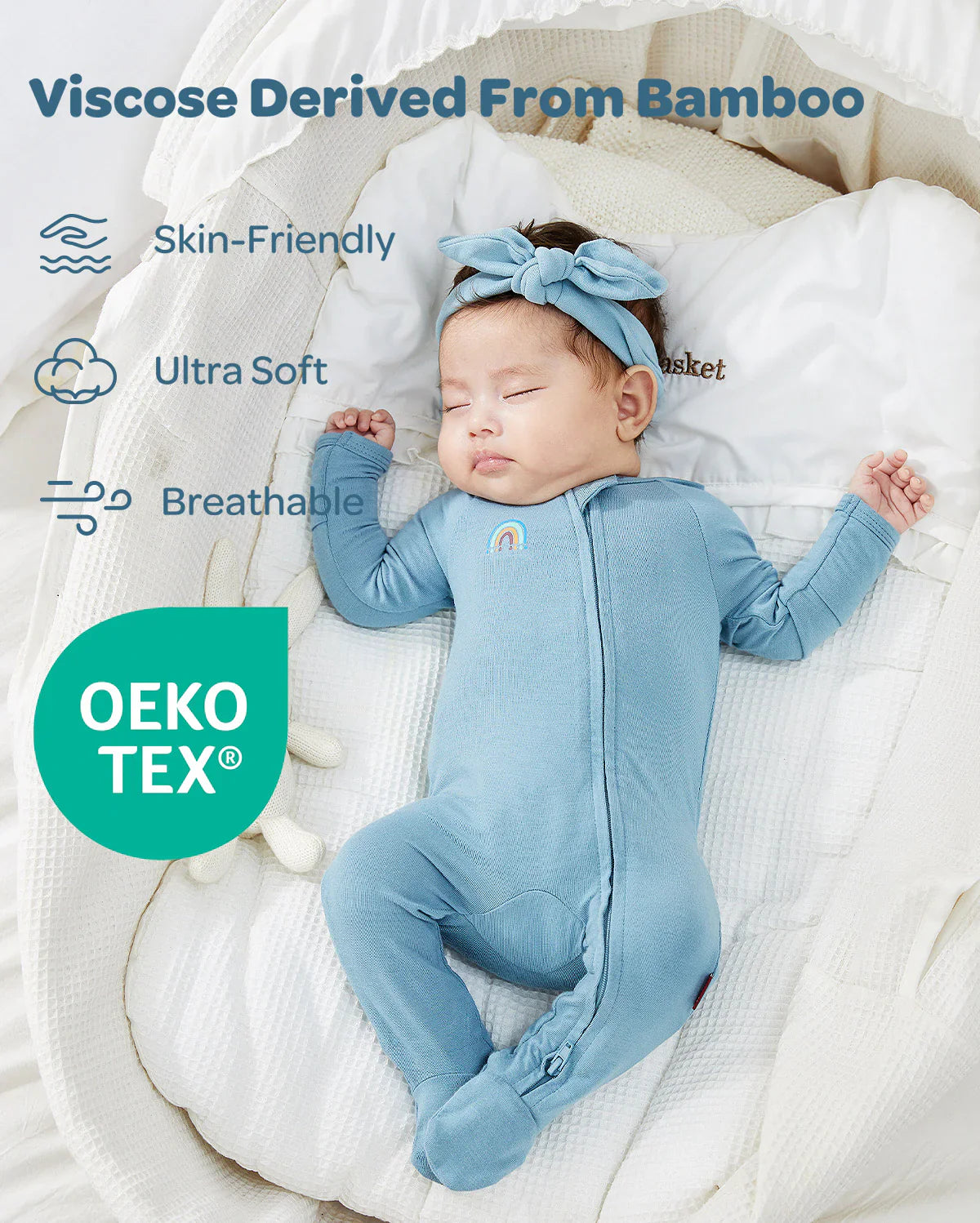 Momcozy Boy Girl Baby Pajamas - Newborn Sleepers - Blue & Grey