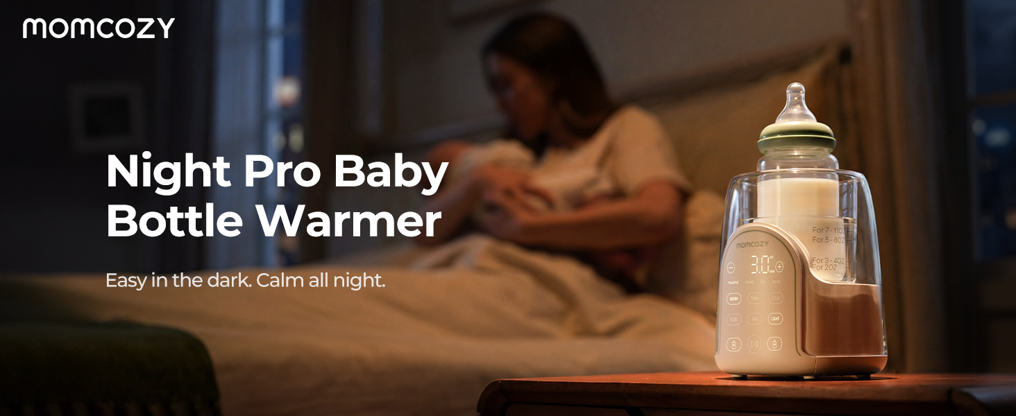Baby bottle warmer with a blurred background of a person holding a baby