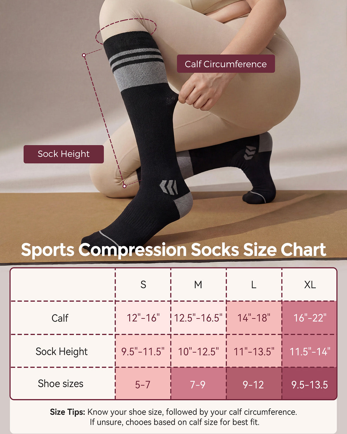 Momcozy Wide Calf Compression Socks 20-30mmHg for Sports 2 Pairs