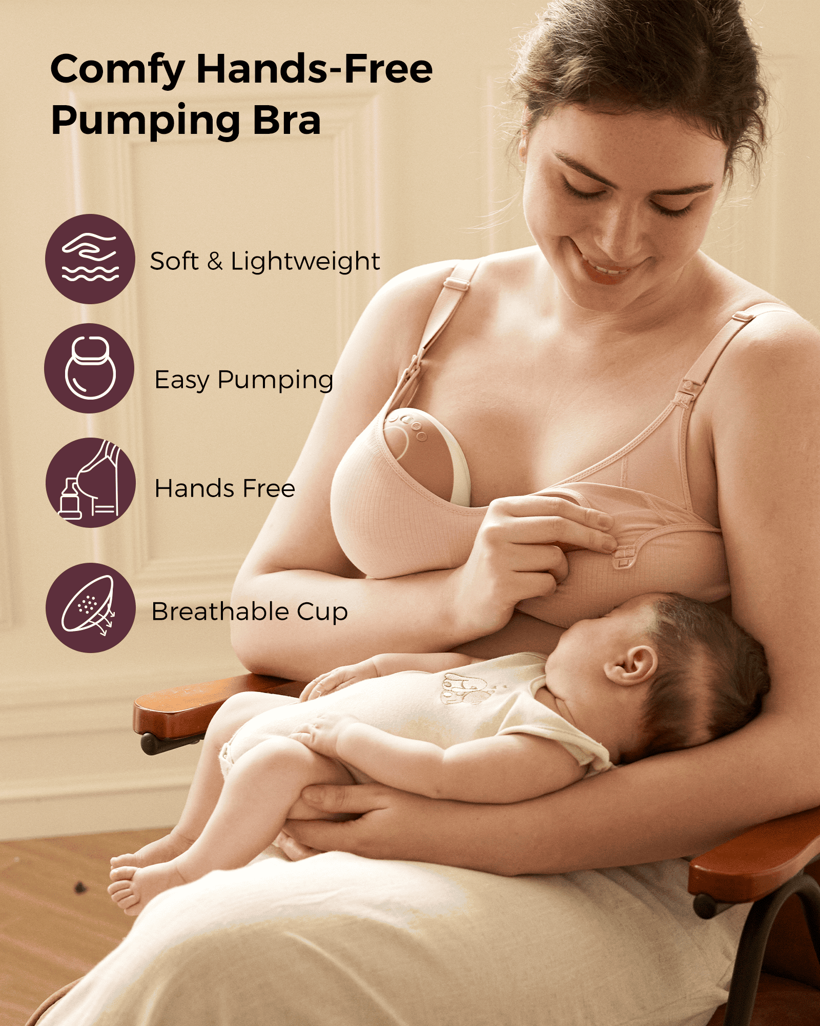 Soutien-gorge de tirage sans fil et sans coutures en tissu Tencel™ Momcozy