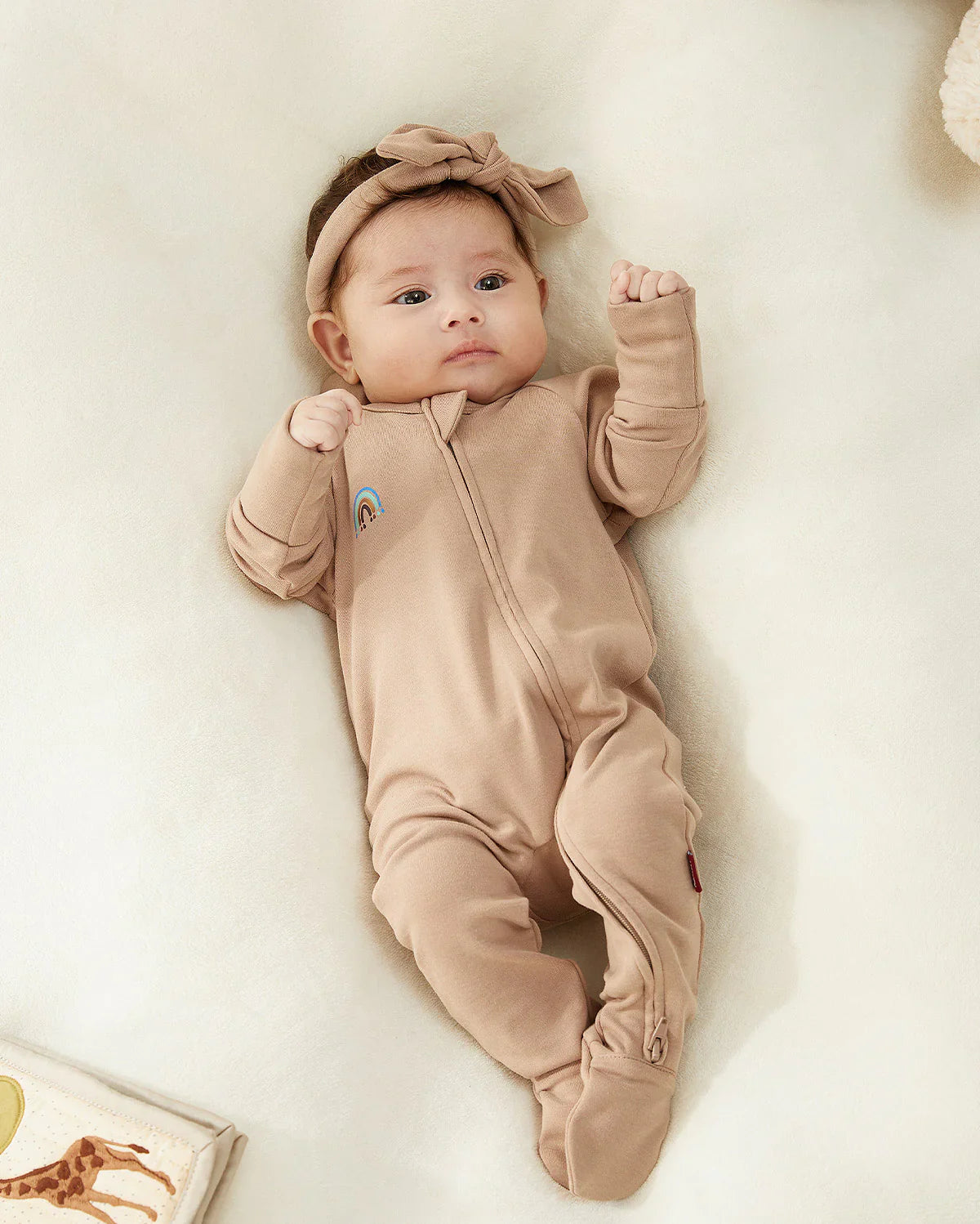 Momcozy Boy Girl Baby Pajamas - Newborn Sleepers - Dull Brown & Pinkish Grey