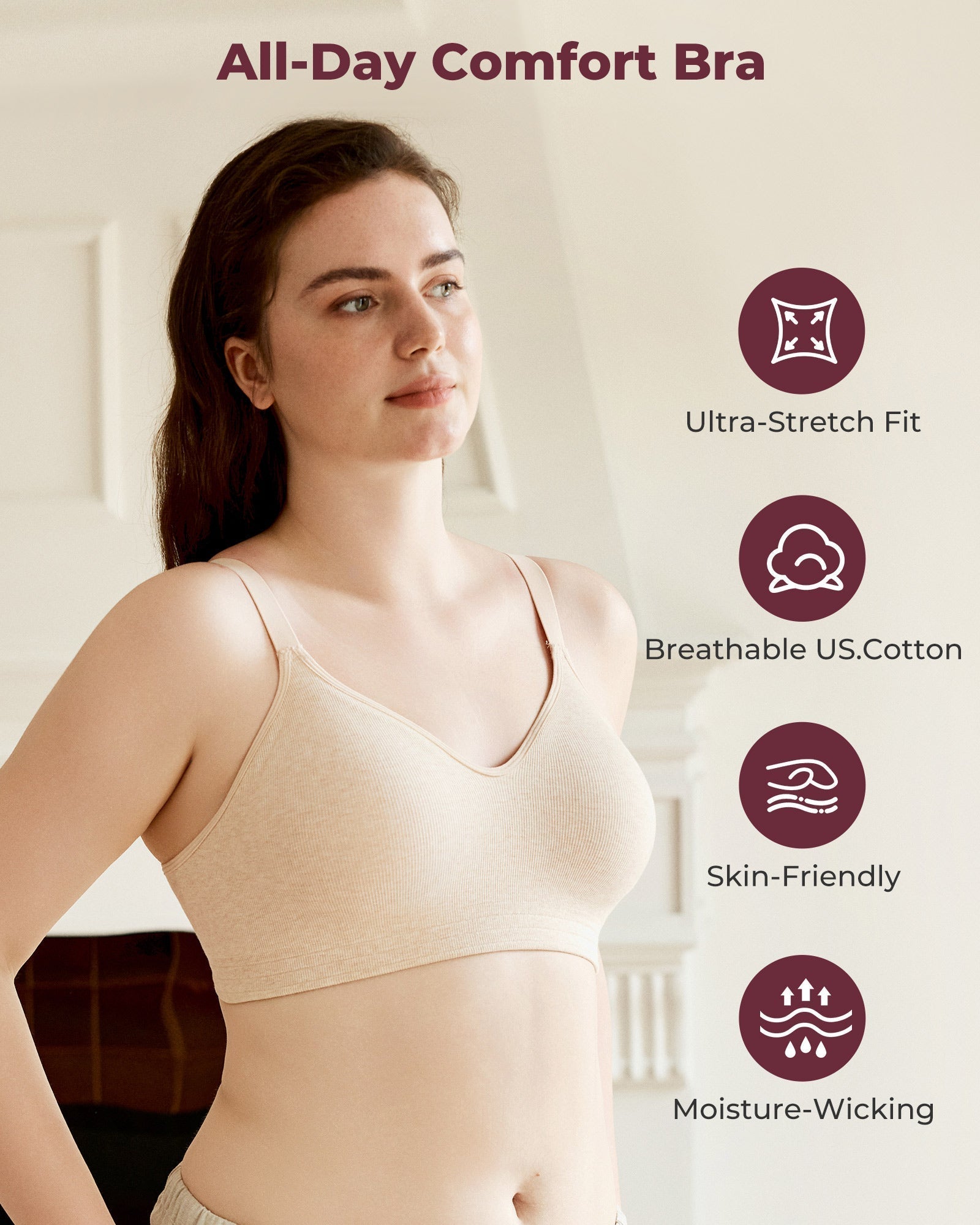 Momcozy U.S. Cotton Seamless Wireless Everyday Bras