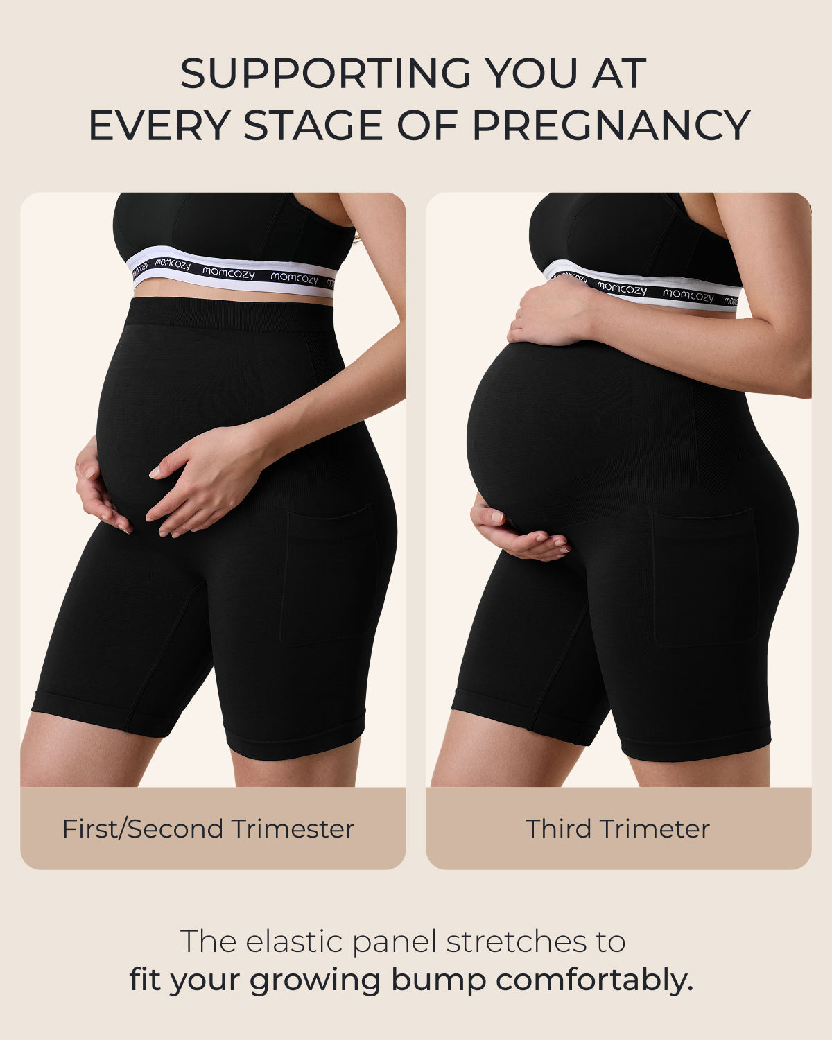 Momcozy Women's 6" Over Belly Maternity Biker Shorts with Pockets