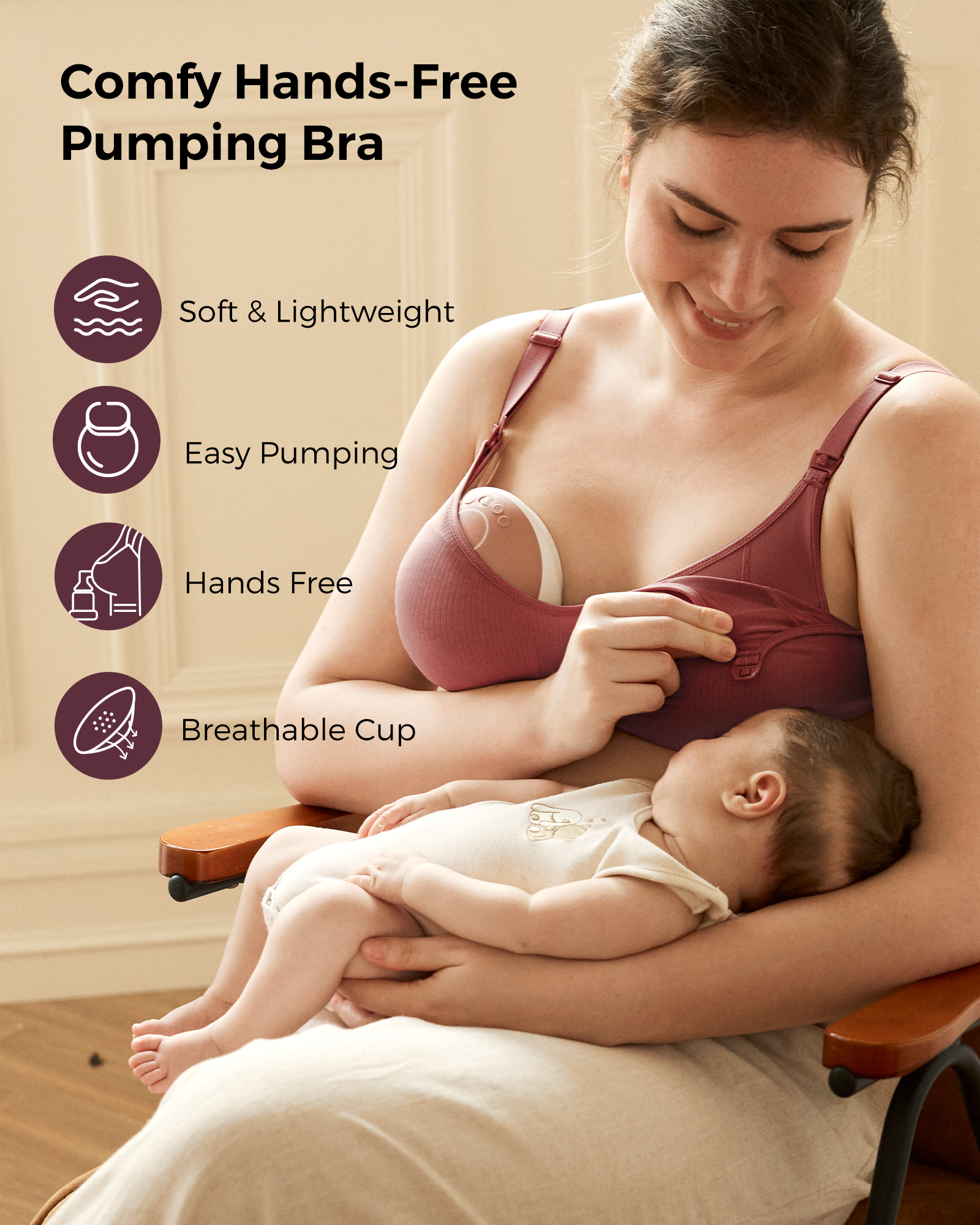 Soutien-gorge de tirage sans fil et sans coutures en tissu Tencel™ Momcozy