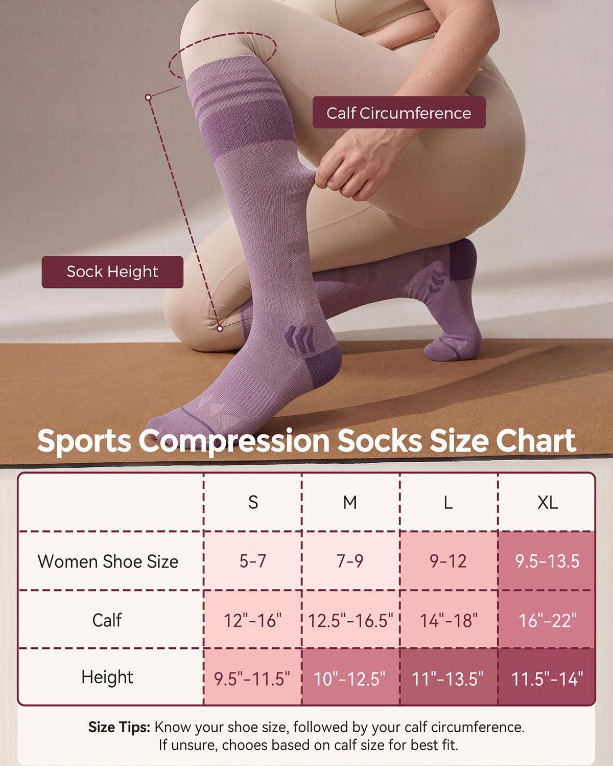 Momcozy Wide Calf Compression Socks 20-30mmHg for Sports 2 Pairs
