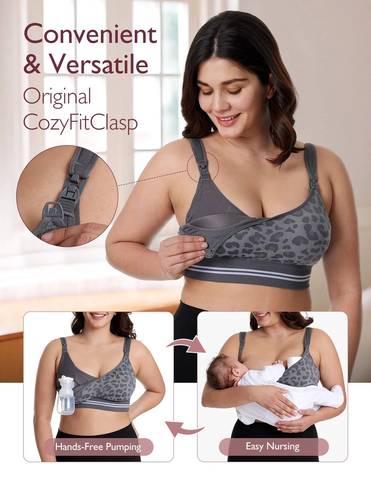 DEX - 4-in-1 Hands Free Seamless Stretch Fabric Pumping Bra