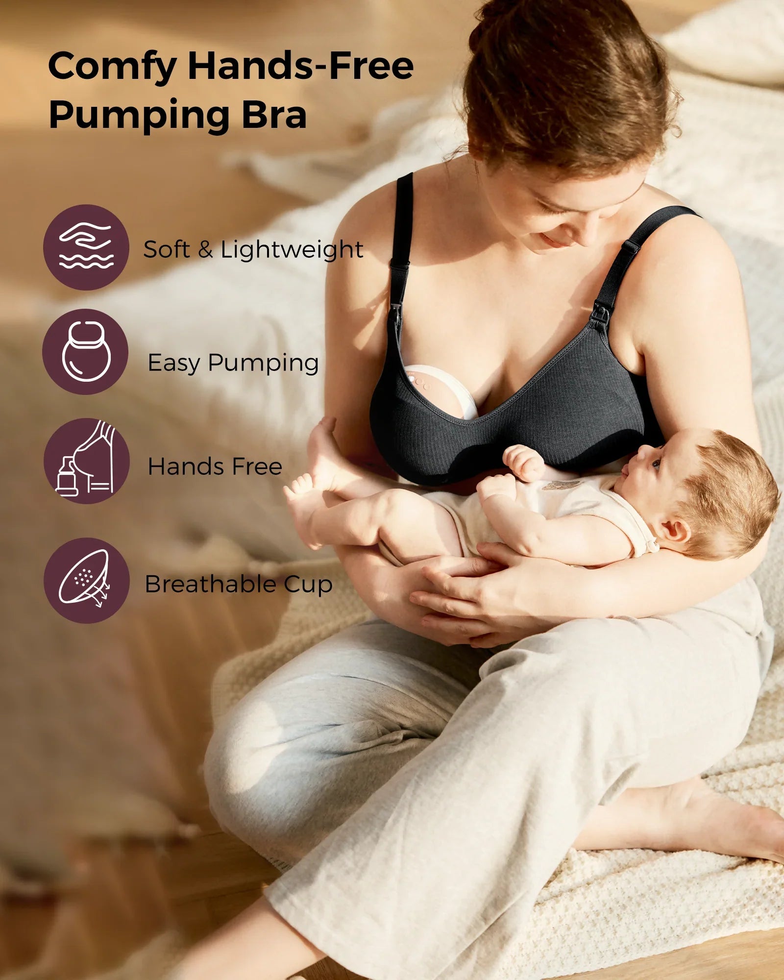 Soutien-gorge de tirage sans fil et sans coutures en tissu Tencel™ Momcozy