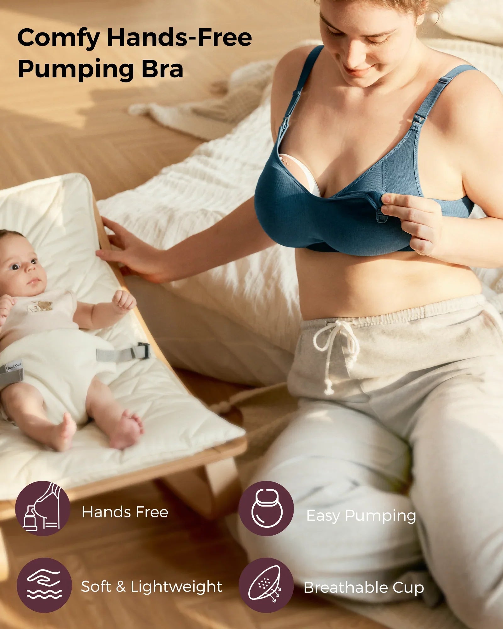 Soutien-gorge de tirage sans fil et sans coutures en tissu Tencel™ Momcozy
